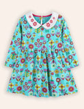 Flower Print Long-sleeved Princess Dress