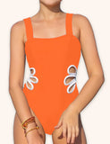 Solid Color Hollow Swimsuit
