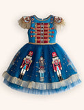 Festival Nutcrackers Tassel Tulle Appliqué Dress