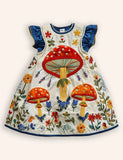 Mushroom Floral Appliqué Dress