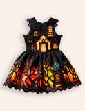Mom&Me - Halloween Haunted House Appliqué Dress