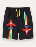 Colorful Cartoon Airplane Applique Shorts