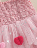 Valentine's Day Heart Applique Multi-layers Tulle Dress