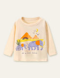 Elephant and Baby Elephant Printed Long-Sleeved T-shirt - Mini Taylor