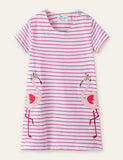 Flamingo Striped Appliqué Dress - Mini Taylor