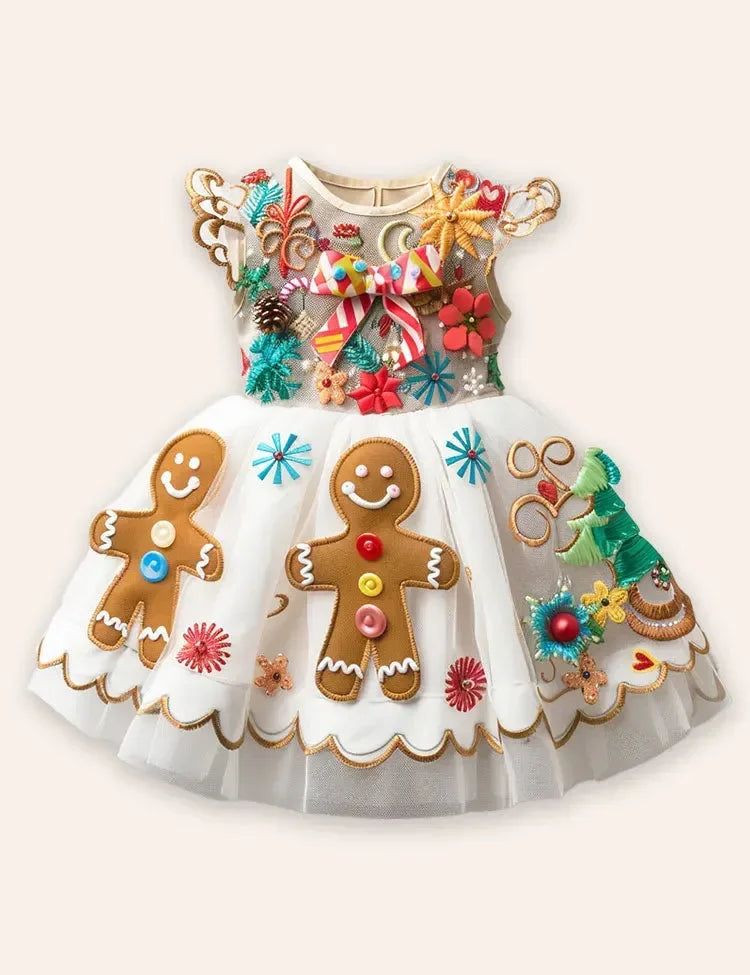 Gingberbread Man Appliqué Tulle Dress