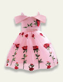 Off Shoulder Rose Embroidered Mesh Party Dress - Mini Taylor
