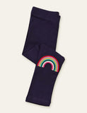 Rainbow Embroidered Rabbit Appliqué Leggings - Mini Taylor