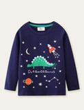 Glowing Dinosaur Rocket Printed Long Sleeve T-shirt - Mini Taylor