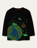 Glowing Space Astronaut Printed Long Sleeve T-shirt - Mini Taylor