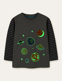 Glowing Space Astronaut Printed Long Sleeve T-shirt - Mini Taylor