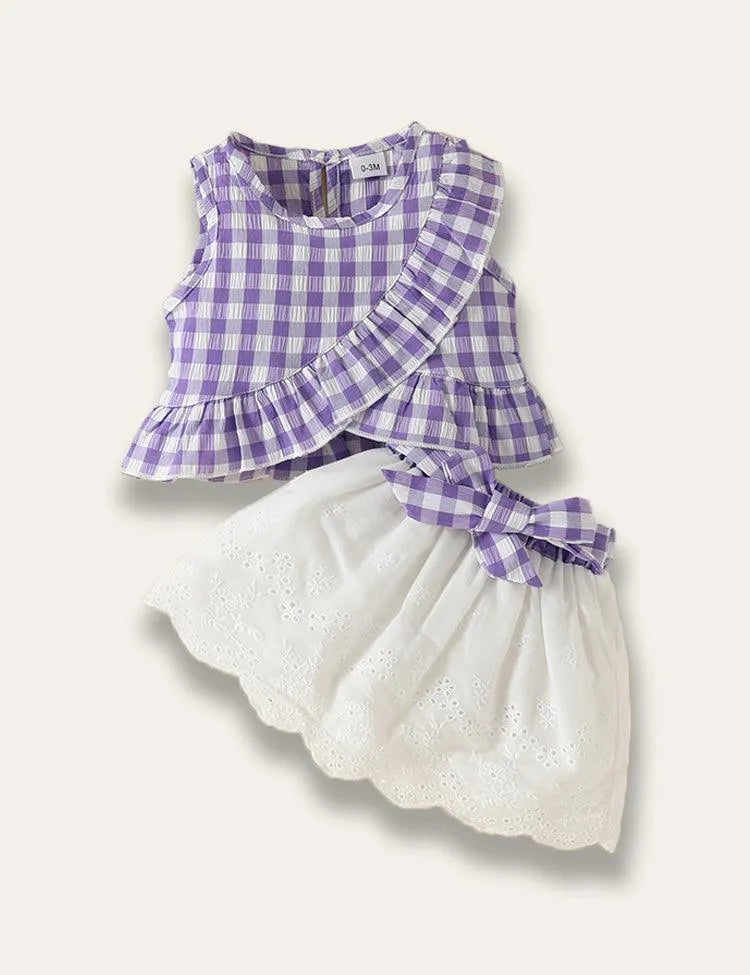Multicolor Plaid Top + Skirt Set - Mini Taylor