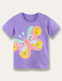 Purple Butterfly Print T-shirt