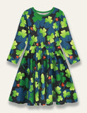 St. Patrick's Day Clover Printed Long Sleeve Dress - Mini Taylor