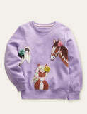 Three Horses Appliqué Embroidered Sweatshirt - Mini Taylor