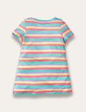 Unicorn Rainbow Stripe Print Dress - Mini Taylor